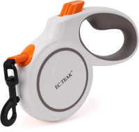 Retractable Dog Leash, Strong Nylon Tape, Tangle Free - White/Orange / Large