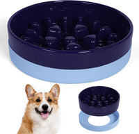Sted Ceramic Slow Feeder Dog Bowls for Medium Large Breed – Essentials for Dogs - Medium-8 inches / Blue