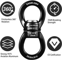S.E.PEAK black anodized aluminum 35kN swing swivel with 360 degree rotation - view 32