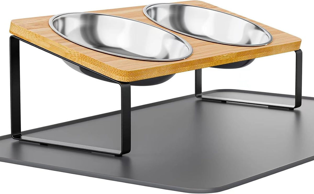 Elevated Whisker Friendly Cat Bowls - Stainless Steel-2Bowls