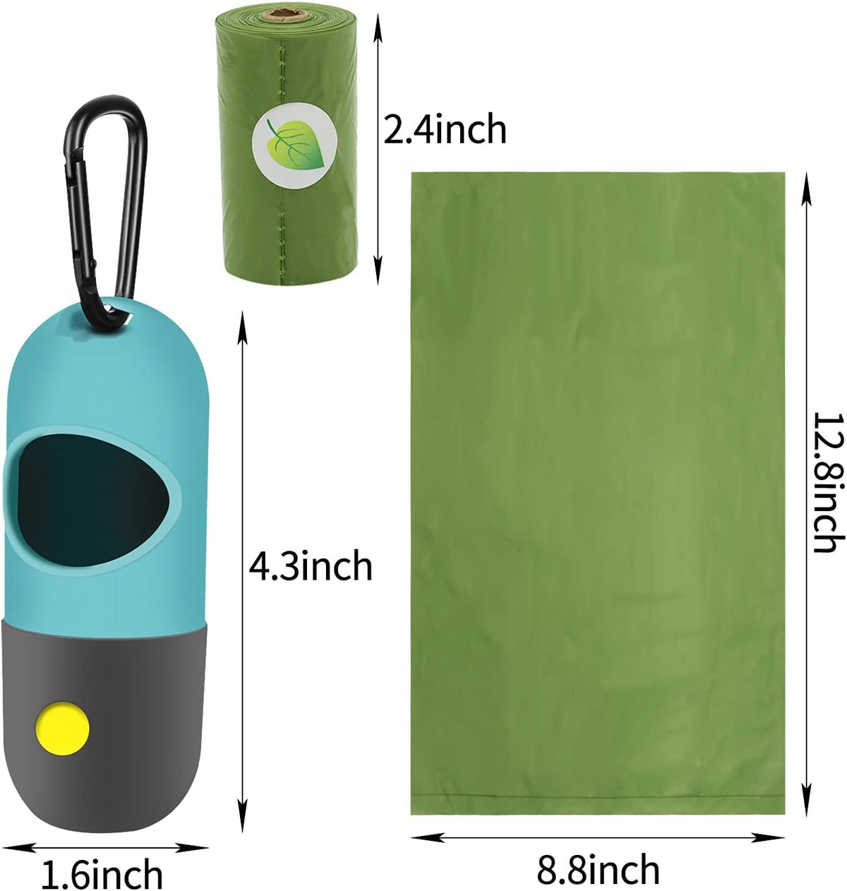 2 Pack Dog Poop Bag Dispenser with Built-in LED Flashlight - Blue - image 2
