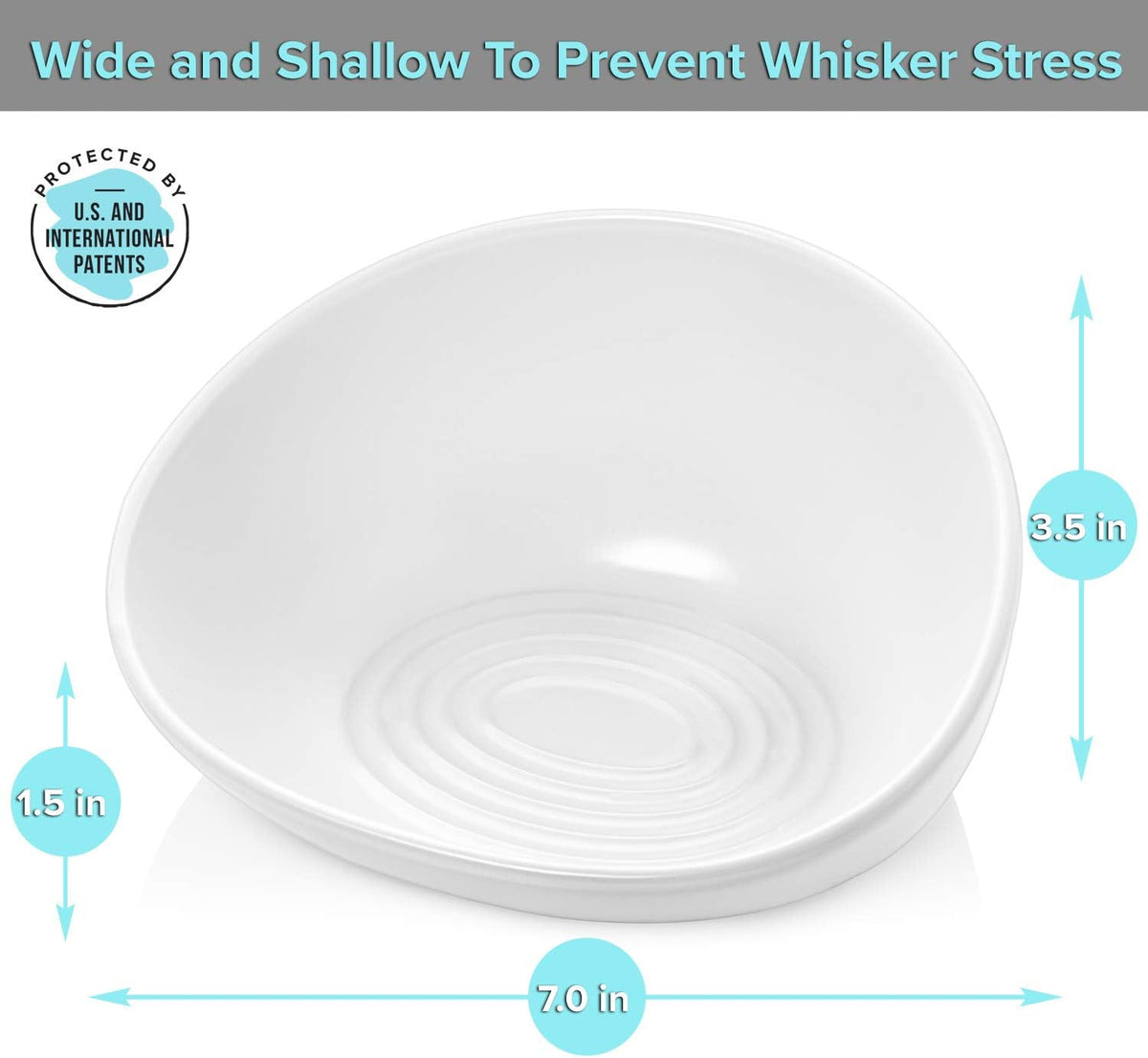 CatGuru Cat Food Bowl, Ceramic Bowls for Indoor Cats - Single Bowl / High-Low White - image 3