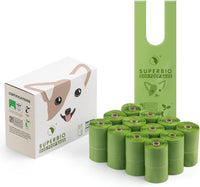 SUPERBIO Handle Tie Dog Poop Bags, 12 Rolls