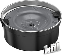 Dog Water Bowl No Spill, 1.5L/50oz Stainless Steel Slow Water Bowl for Dogs, Spill Proof Dog Bowl - Black