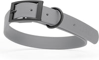 Dogline Biothane Waterproof Dog Collar Strong Coated Nylon Webbing with Black Hardware Odor- Proof for Easy Care Easy to Clean High Performance Fits Small Medium or Large Dogs, Battleship Gray