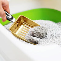 Stainless Steel Cat Litter Scoop - Metal Medium Cat Litter Scoop - Sturdy Mesh Scooper - Easy to Clean - Suitable for Cat Litter Box - Golden