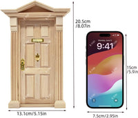 iLAND 1:12 scale unfinished wooden dollhouse door with 3D acrylic windowpane and gold handle - view 9