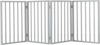 Pet Gate, 4-Panel Indoor Foldable Dog Fence for Stairs, Hallways - Gray / 4 Panel