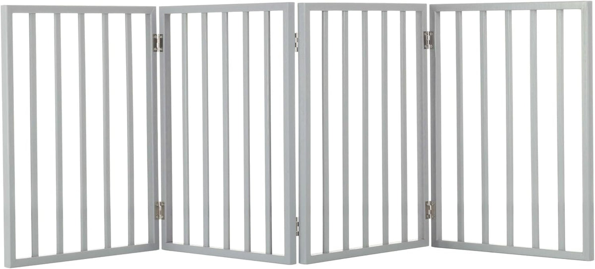 Pet Gate, 4-Panel Indoor Foldable Dog Fence for Stairs, Hallways - Gray / 4 Panel