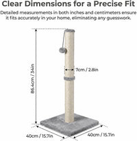 Dimaka Tall Cat Scratching Post Tree Scratcher with Sisal Rope - Grey / 34 inches for Large Cats - image 2