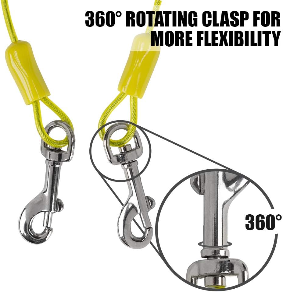 BV Dog Tie Out Cable 30 Feet - 35lbs/ 25ft/ Yellow / Single - image 2
