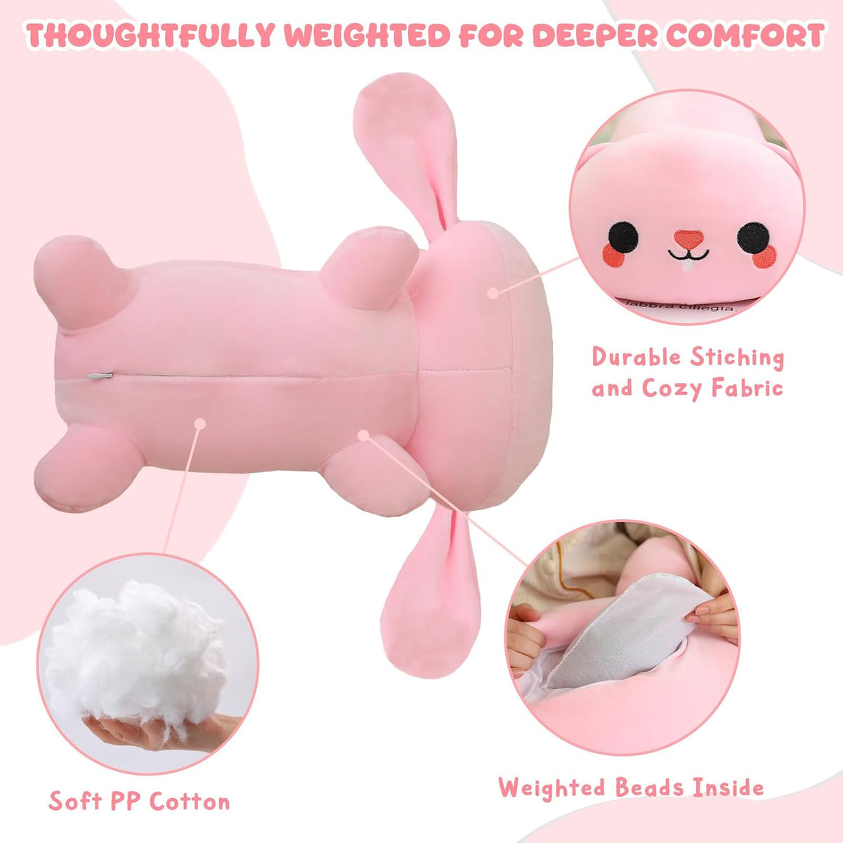 TOYSYM Weighted Stuffed Animals - Bunny / Large - image 2