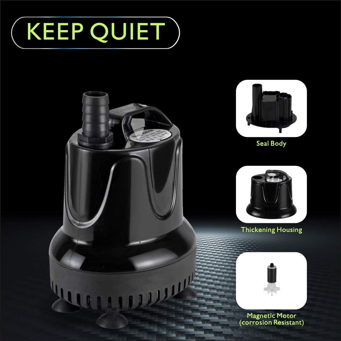 hygger 215 GPH Quick Water Change Aquarium Pump Submersible Fountain - 18-watt 215 GPH - image 4