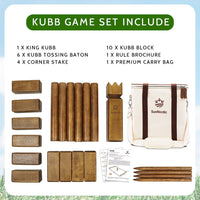 SunNordic rubber wood Kubb yard game set with king, blocks, batons and canvas carry bag - view 11