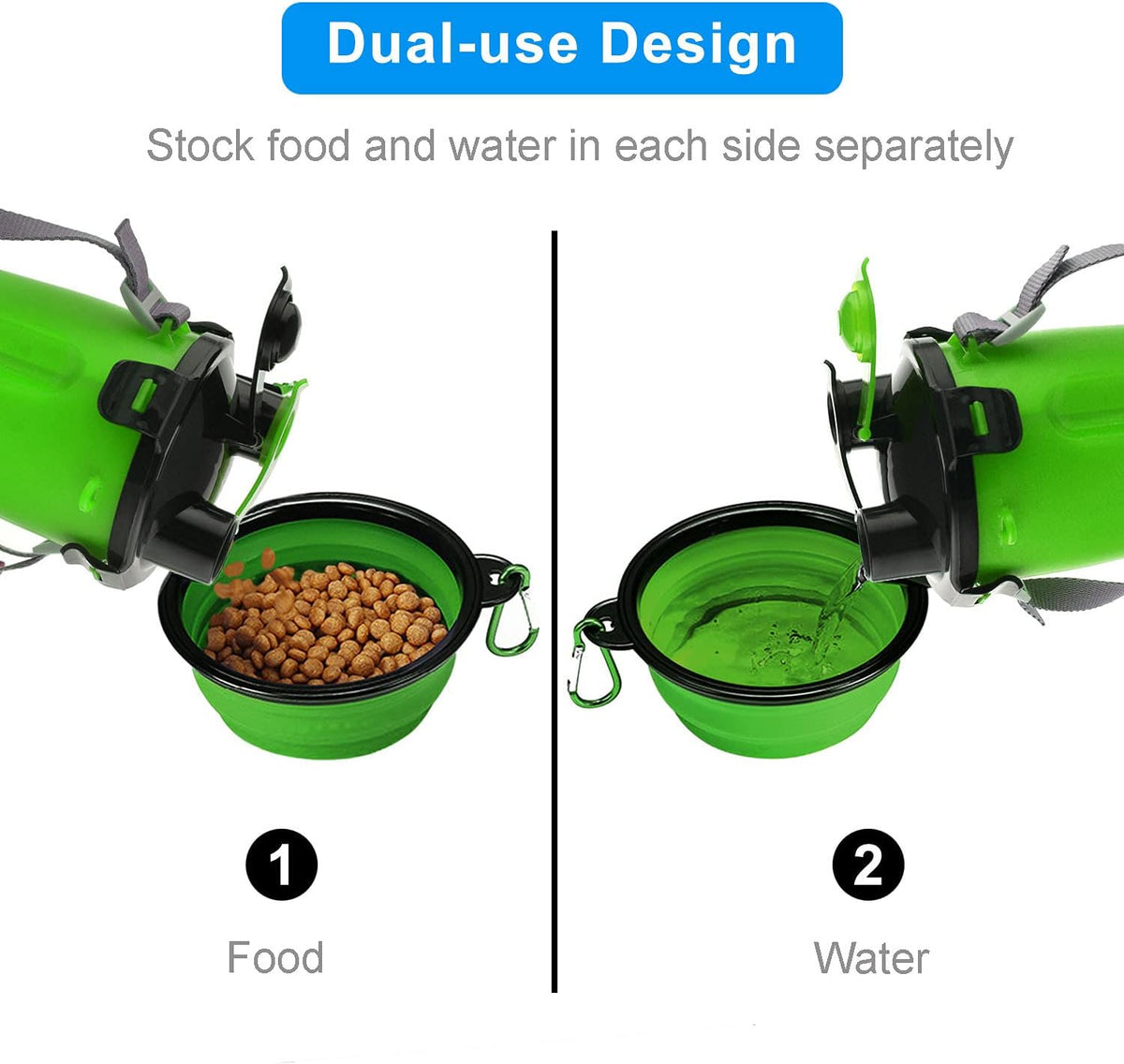 Dog Travel Water Bottle Collapsible Bowls - Green - image 3