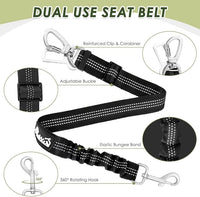 SlowTon Dog Seat Belt Harness for Car, Dog Car Harness Adjustable Mesh Breathable & Dog Seatbelt Safety Tether with Elastic Bungee for Small Medium Large Pets(Red, Double Clip, XXS)