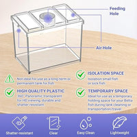 Mini Betta Fish Tank Kit with LED Light Base, Small Fish Bowl for Temporary Space, 0.2 Gallon Stackable Cube Tank with Artificial Plants for Small Fish, Insect, Shrimp, Crab, Spider (Kit-2)