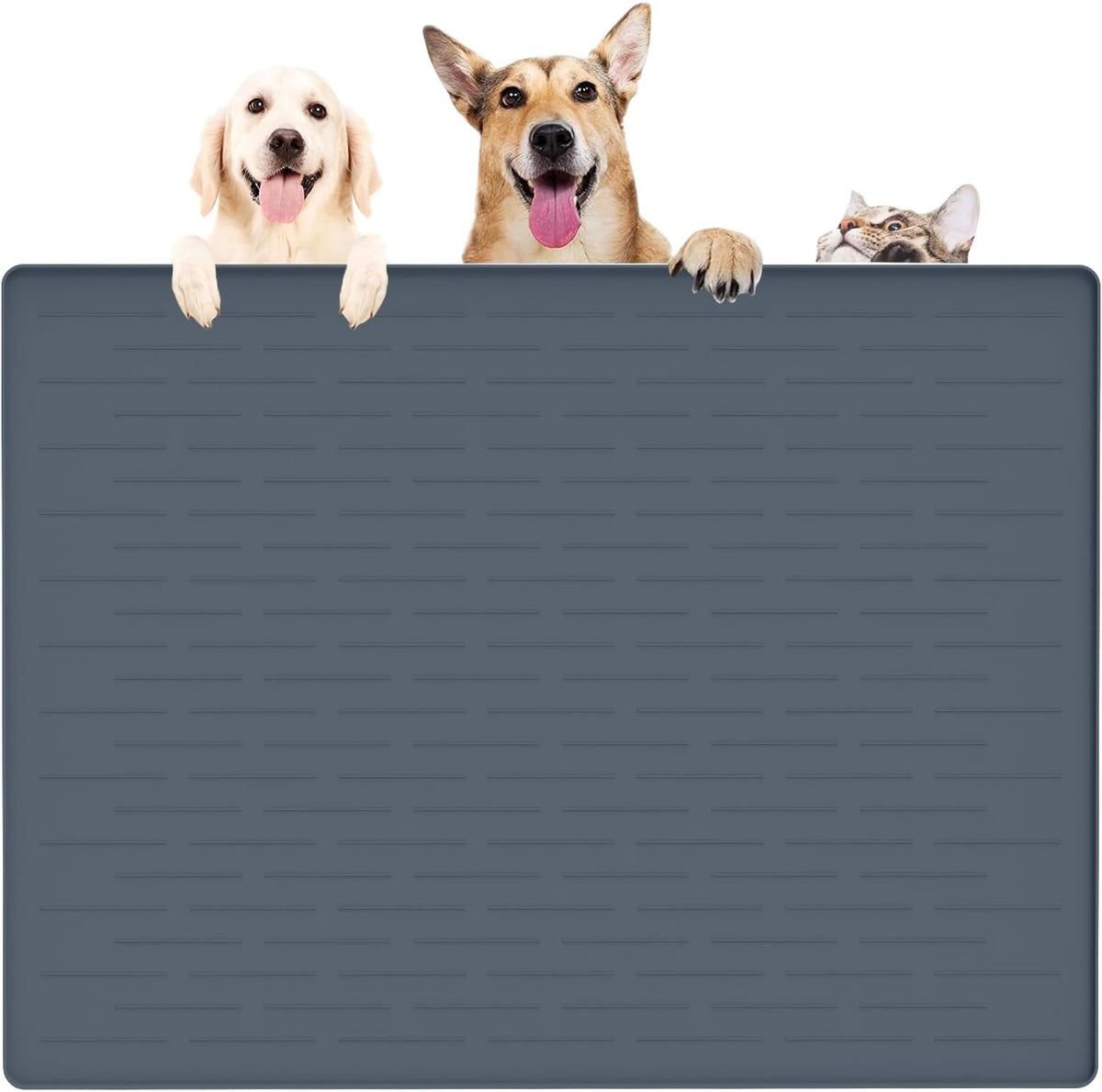 XXXXL Largest Pet Food Mat - Gray Blue / 39.4"L x 29.5"W