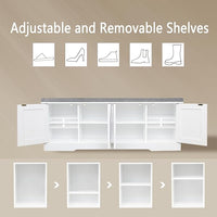 DINZI LVJ Shoe Bench, Entryway Storage Bench with Doors, Cushion, 2-Tier Shoe Rack with 8-Cubby, 47.2”L x 13.8”W Shoe Organizer Cabinet, Adjustable Shelf, Living Room, Bedroom, White