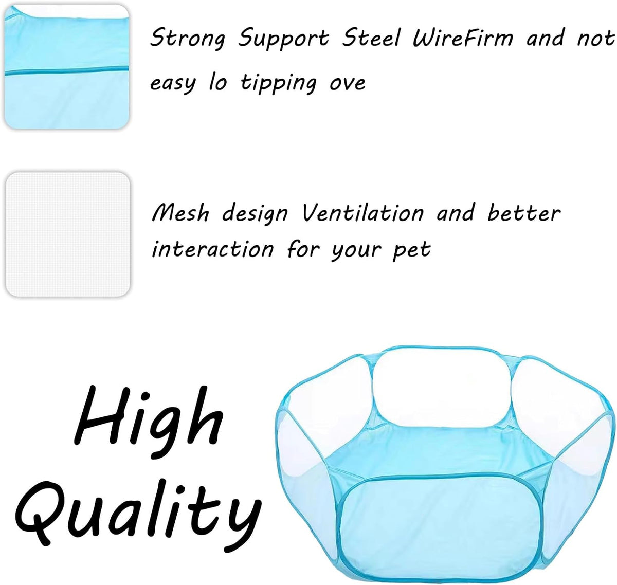 Small Animals Playpen, Portable Pop-up Open Interactive Pet Tent - Blue - image 4