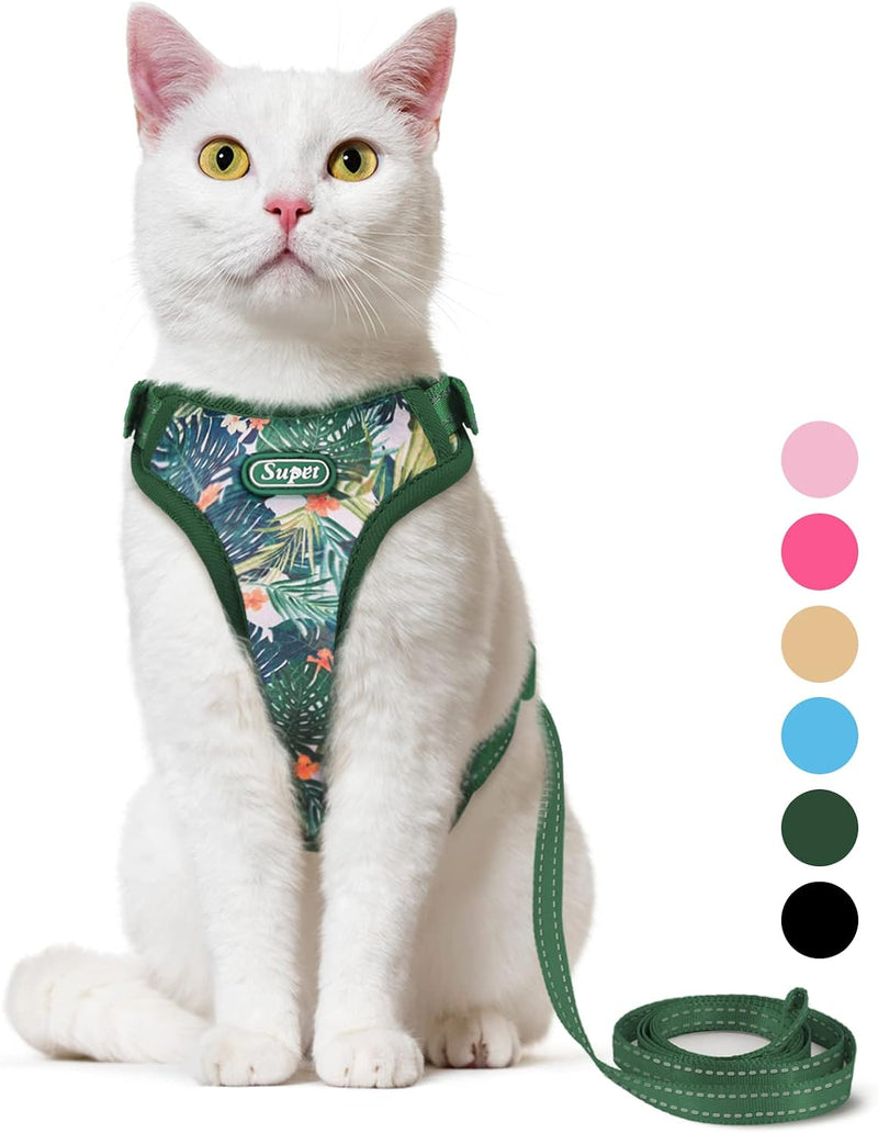 Supet Cat Harness and Leash Escape Proof for Walking - Green / M (chest: 15-22.5")