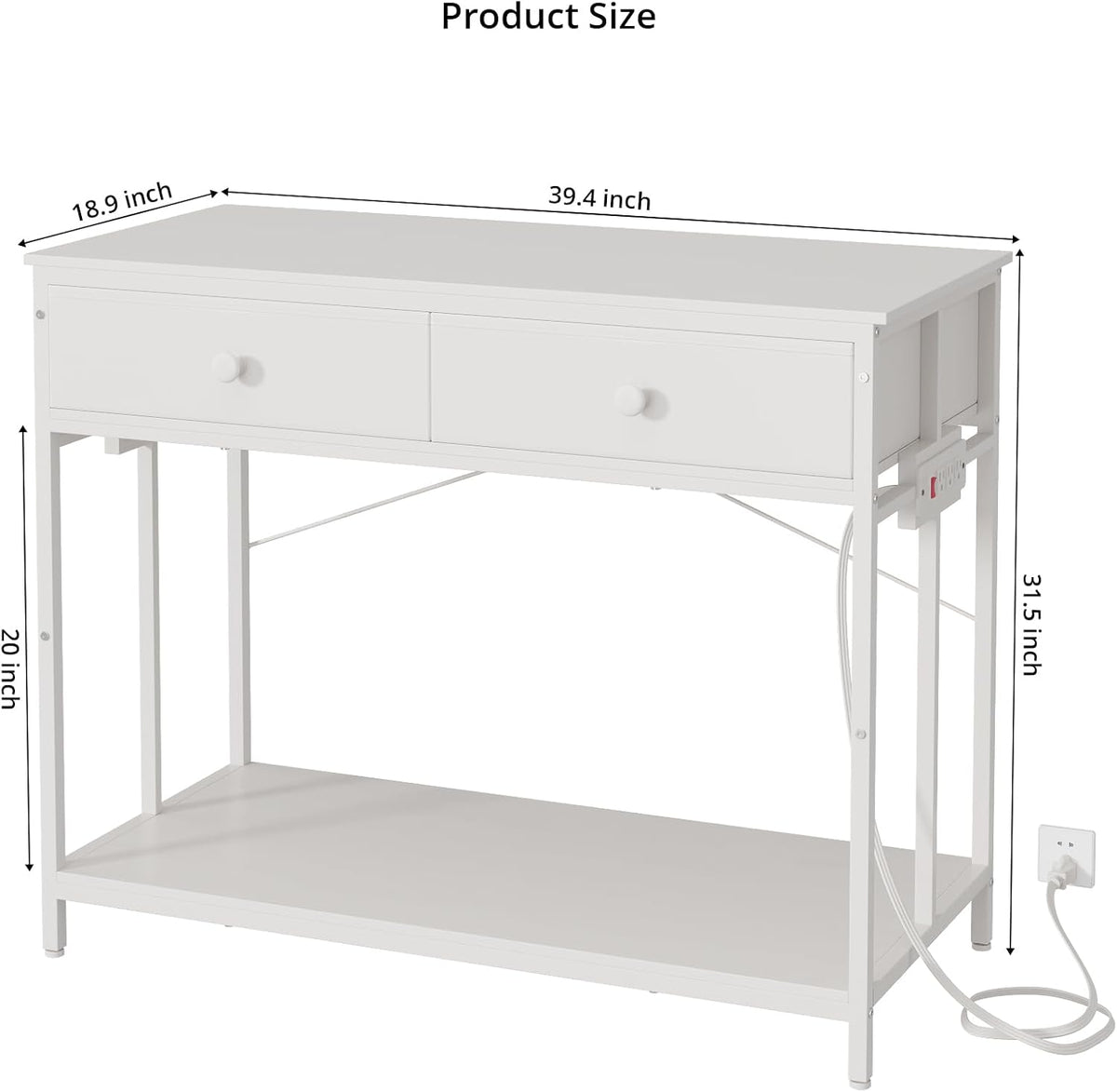 VOWNER 40 Gallon Aquarium Stand with Power Outlet & Cabinet Storage - White / 39.4" L x 18.9" W x 31.5"H - image 2