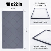 Silicone Dog Pee Pad Holder for 24 x 24 in Pads, Leak-Proof Tray – Essentials for Dogs - 40"L x 22"W - image 2