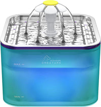 Wonder Creature Crystal Cat Water Fountain Stainless Steel Lid - Green+1 Filter+1 Sponge