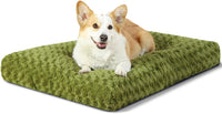 KSIIA Washable Dog Bed Medium Size Dog Crate Bed Plush Pet Mat - Green / 23.0"L x 18.0"W x 3.0"Th