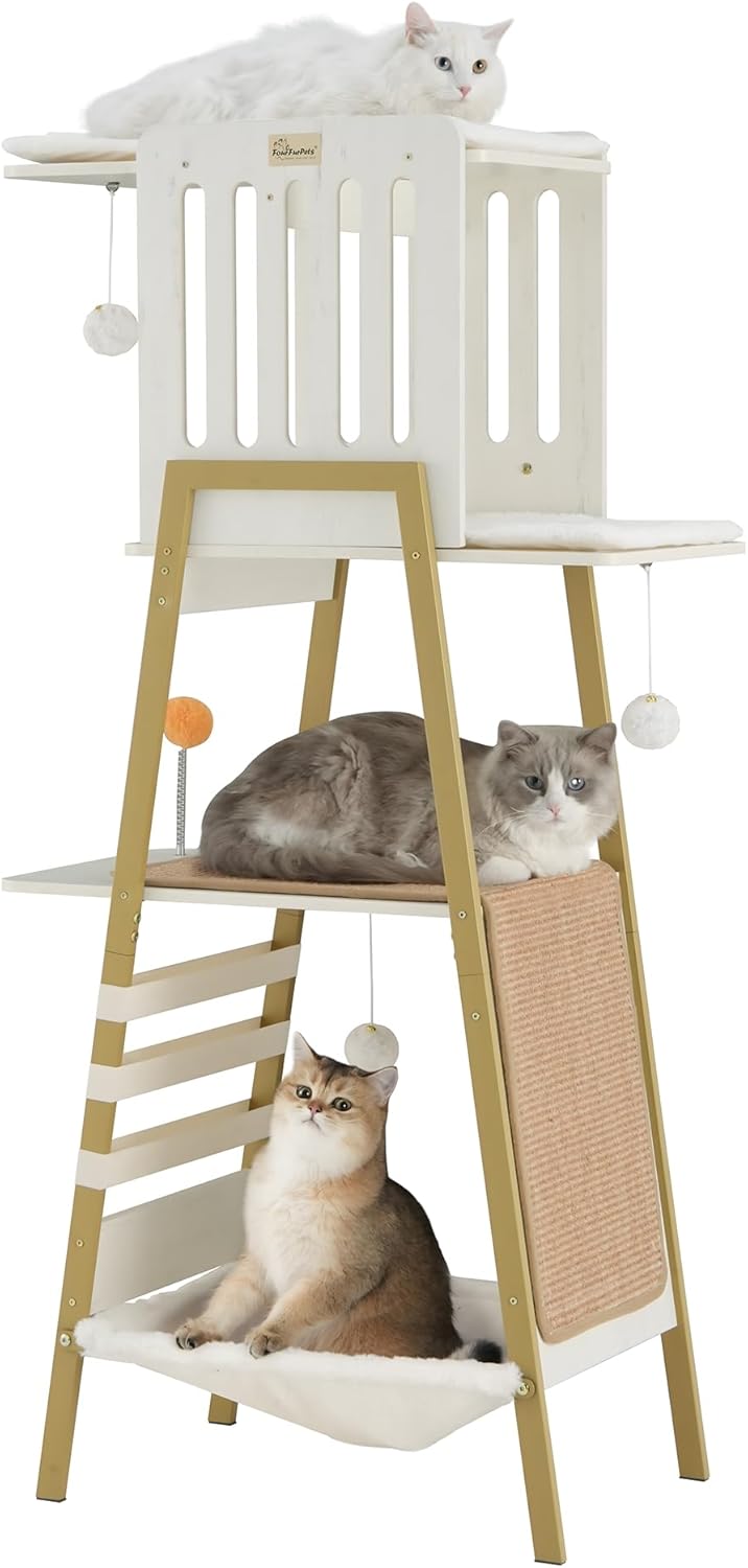 Modern Cat Tree, Big Hammock - White