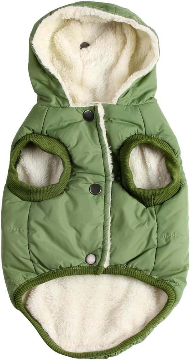 Vecomfy Warm Dog Coats with Hoodie - Medium / Green