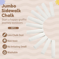 Fulmoon 40 pieces jumbo round white sidewalk chalk for kids - view 38