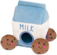 ZippyPaws Burrow Hide & Seek Plush Puzzles, Milk and Cookies - Milk & Cookies