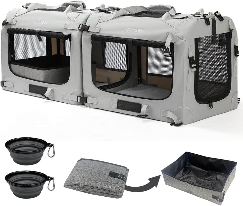 Extra Large Cat Carrier Soft Sided - Grey-2 / without curtain