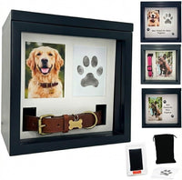 Black Dog Urn for Ashes 4 Customizable Displays Ink Paw Print Kit – Essentials for Dogs - Black Large
