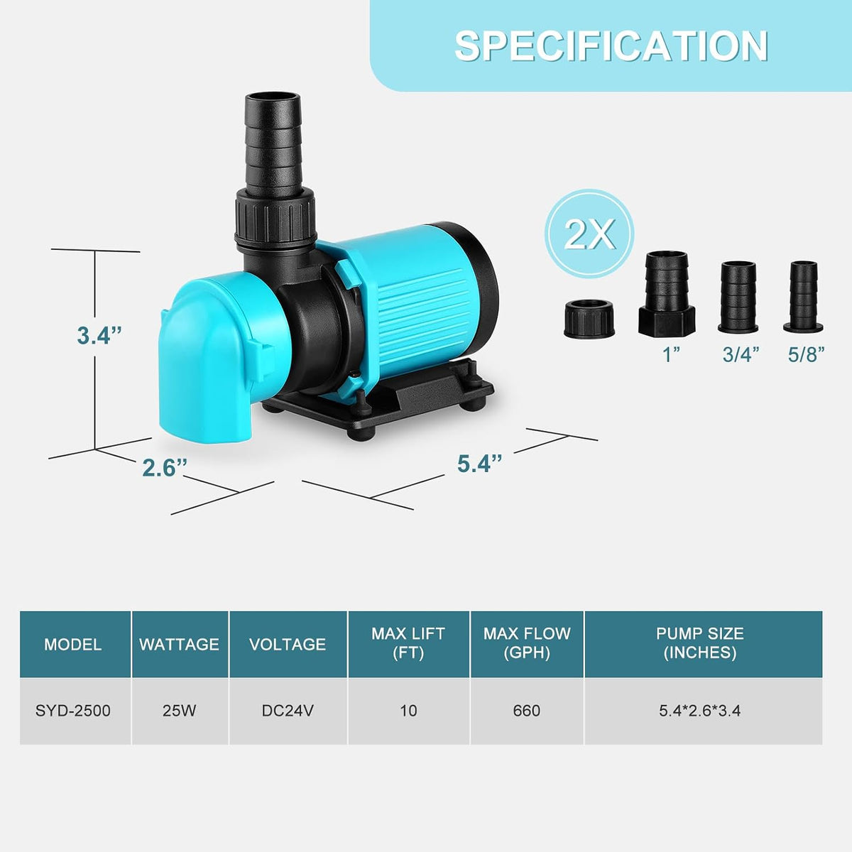 660GPH Aquarium Return pump with LCD display controller - 660GPH 25W - image 2