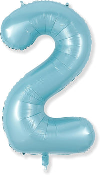 Checkered Number Balloon 1 - Pearl Blue / Number 2