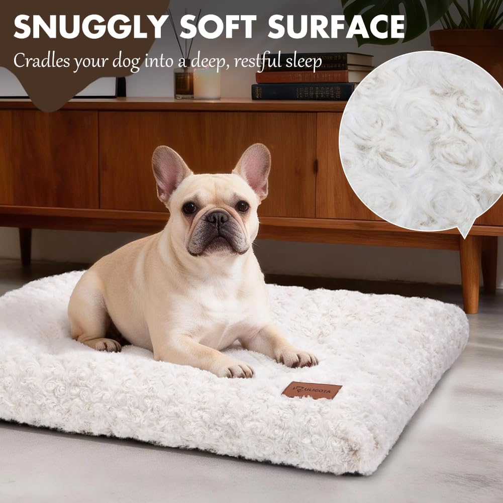 Dog Bed Crate Pad for Small Dogs 24"x18" Coffee – Essentials for Dogs - X-Large 42"x28" / Rosette Pattern White - image 2