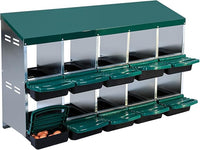 Nesting Boxes for Chickens, Chickens Laying Boxes for Chicken Coop, 10 Compartments Chicken Nesting Boxes, with Removable Tray, Easy Cleaning, for Hens Outdoor Chicken Coop Farm Yard, Green