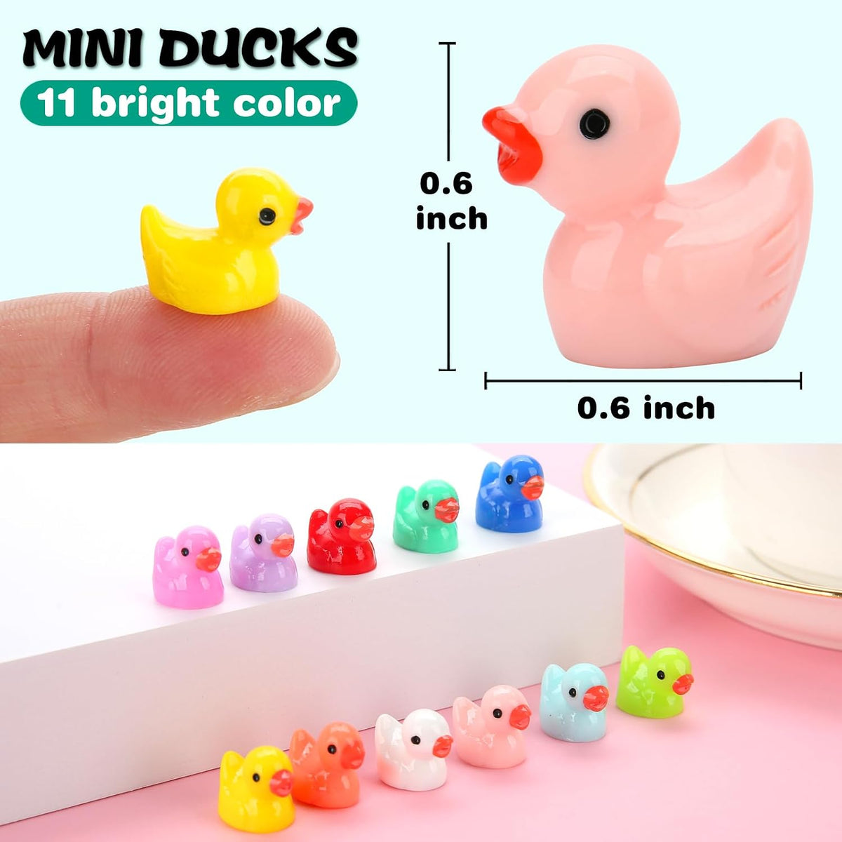 GWAHSA 240pcs Luminous Mini Resin Ducks - Mini Ducks - image 2