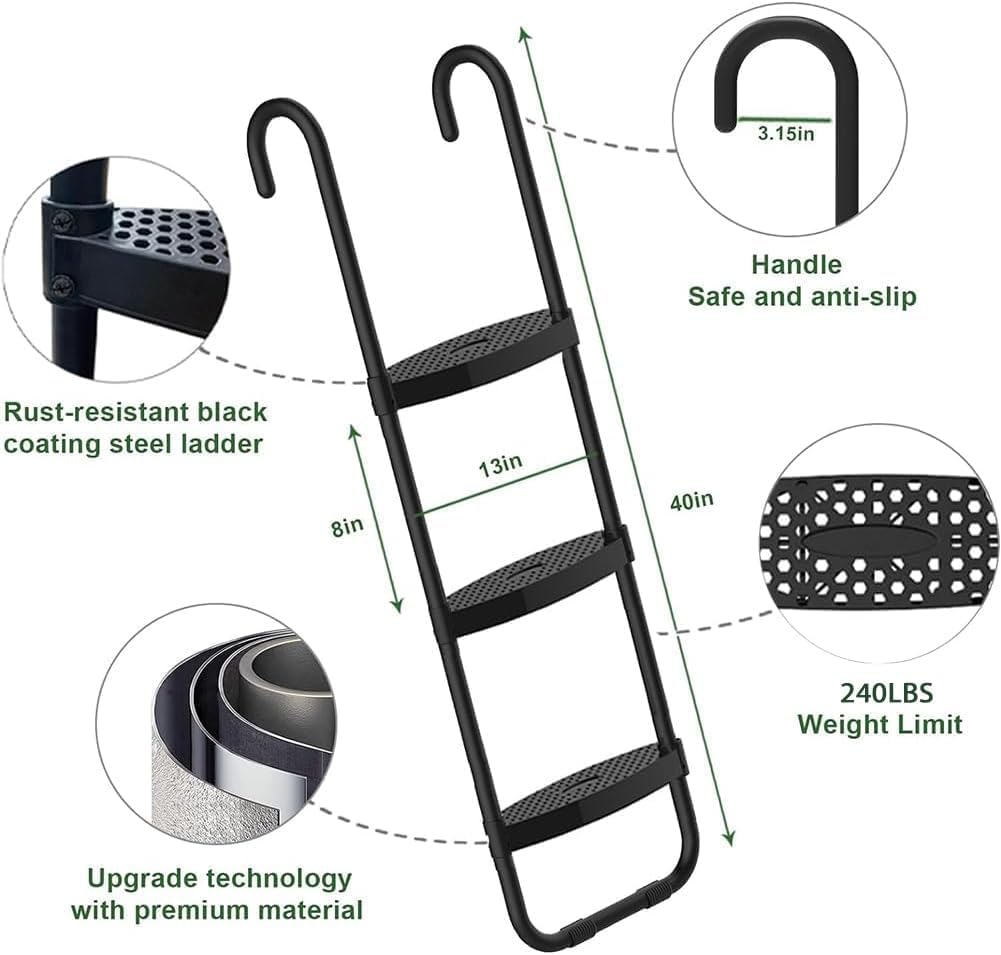 Eurmax USA Universal Trampoline Ladder - Black-Ladder no shoes pocket - image 3