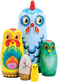 Bits and Pieces Monkey Nesting Dolls, Russian Doll Set of 5 - Chicken