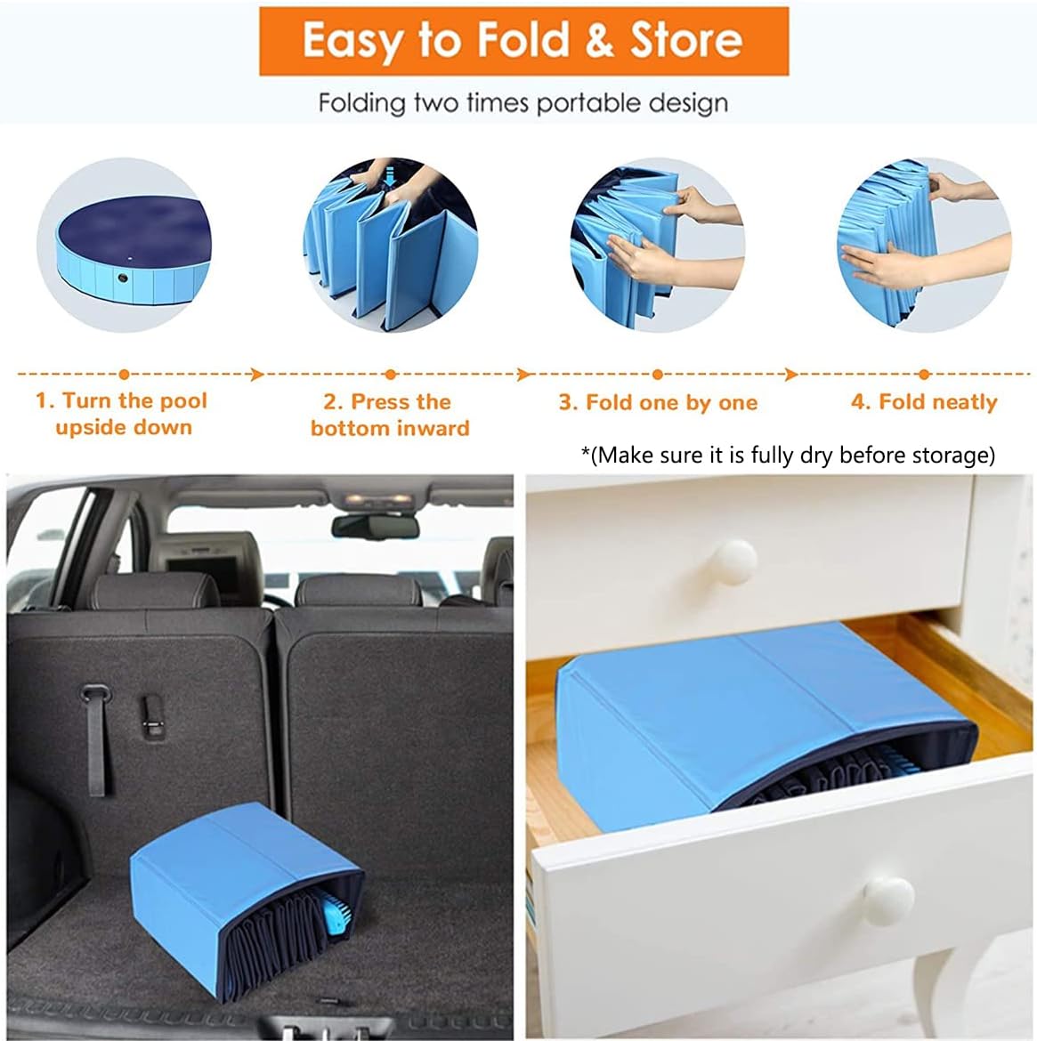Dog Pool Foldable pet Pool Dog Swimming Pool Portable Suitable - 63x12in - image 4