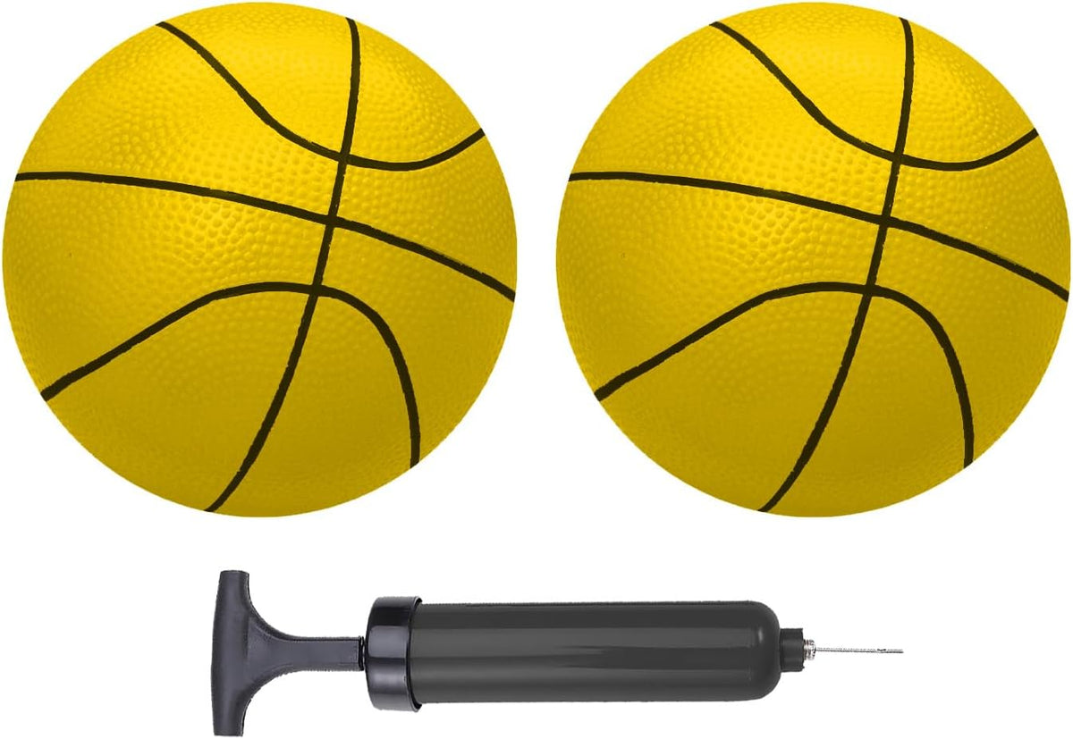 ABAJI Mini Basketballs 2 Pack 5" Set with Pump Needle Durable - Yellow