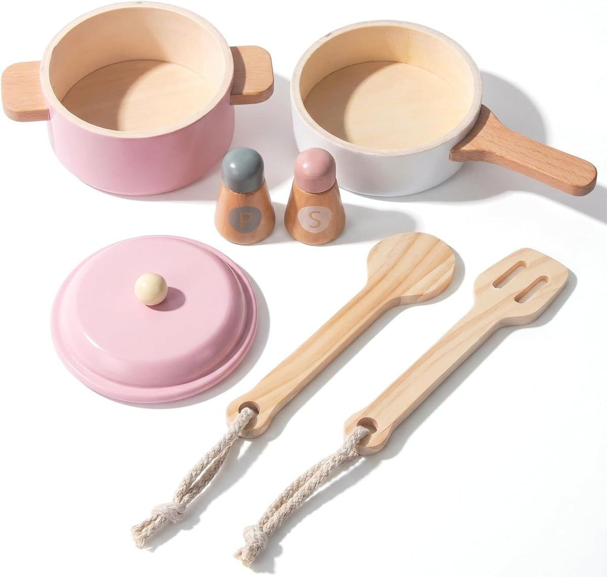 Premium Toddler Play Kitchen Toys, Wooden Kitchen Accessories – Fun for Kids & Family - Pink