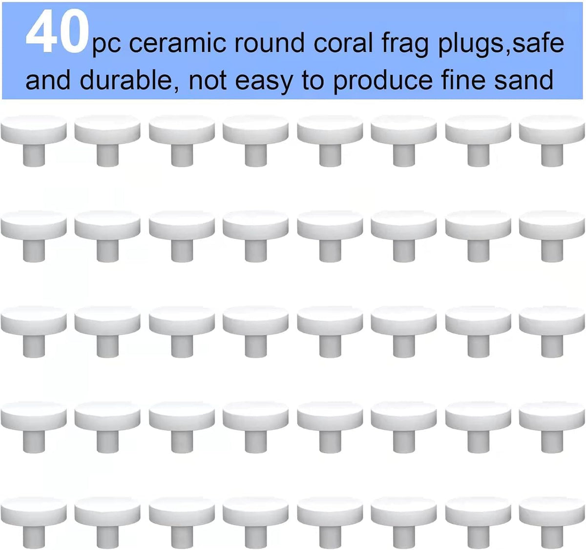 Ceramic White Coralline Coral frag Plugs Coral frag Base Round 20pc – Essentials for Fish - round，24mm，40pcs - image 2