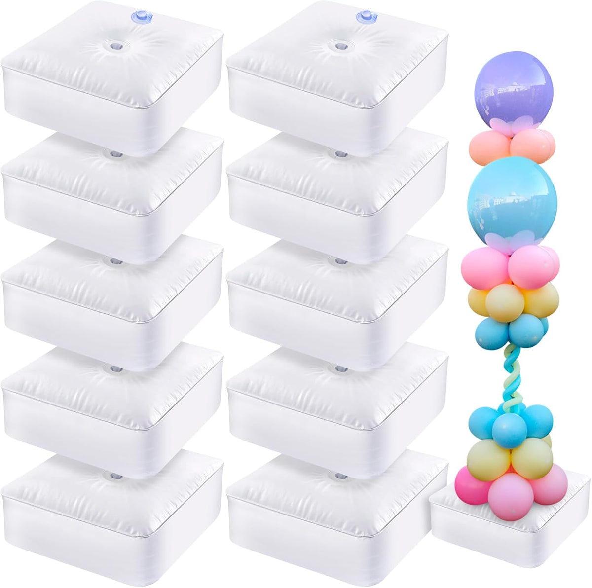 ALDMIO balloon arch stand base water weight bags, 4 white square PVC bags