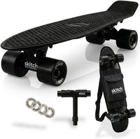 SKITCH Skateboards for Kids, Teens and Adults - Black Hole with Blackout Wheels