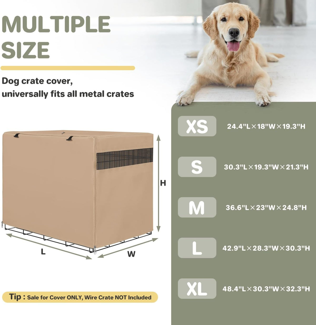 Dog Crate Cover, Kennel Covers Fit for 30 Inch Dogs Crate - Beige (with left window) / 36 Inch - image 4
