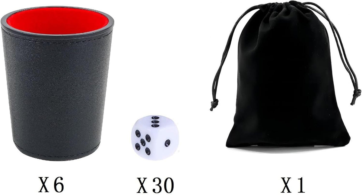 LoKii black and purple leather dice cups with felt lining and dot dice - view 23